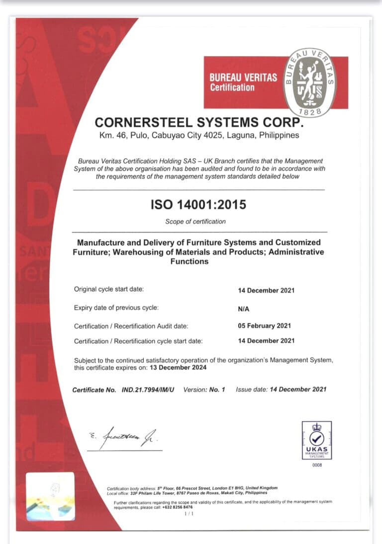 ISO 14001:2015 certification