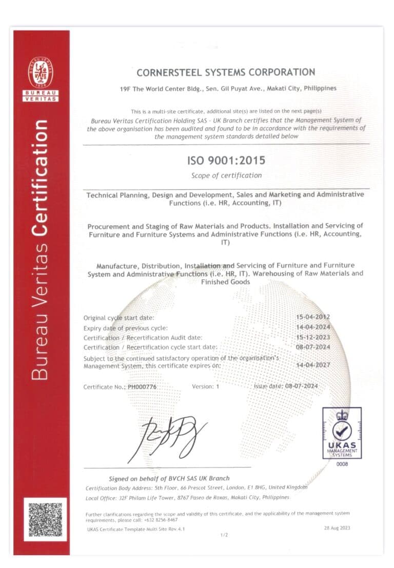 ISO 9001:2015 certification